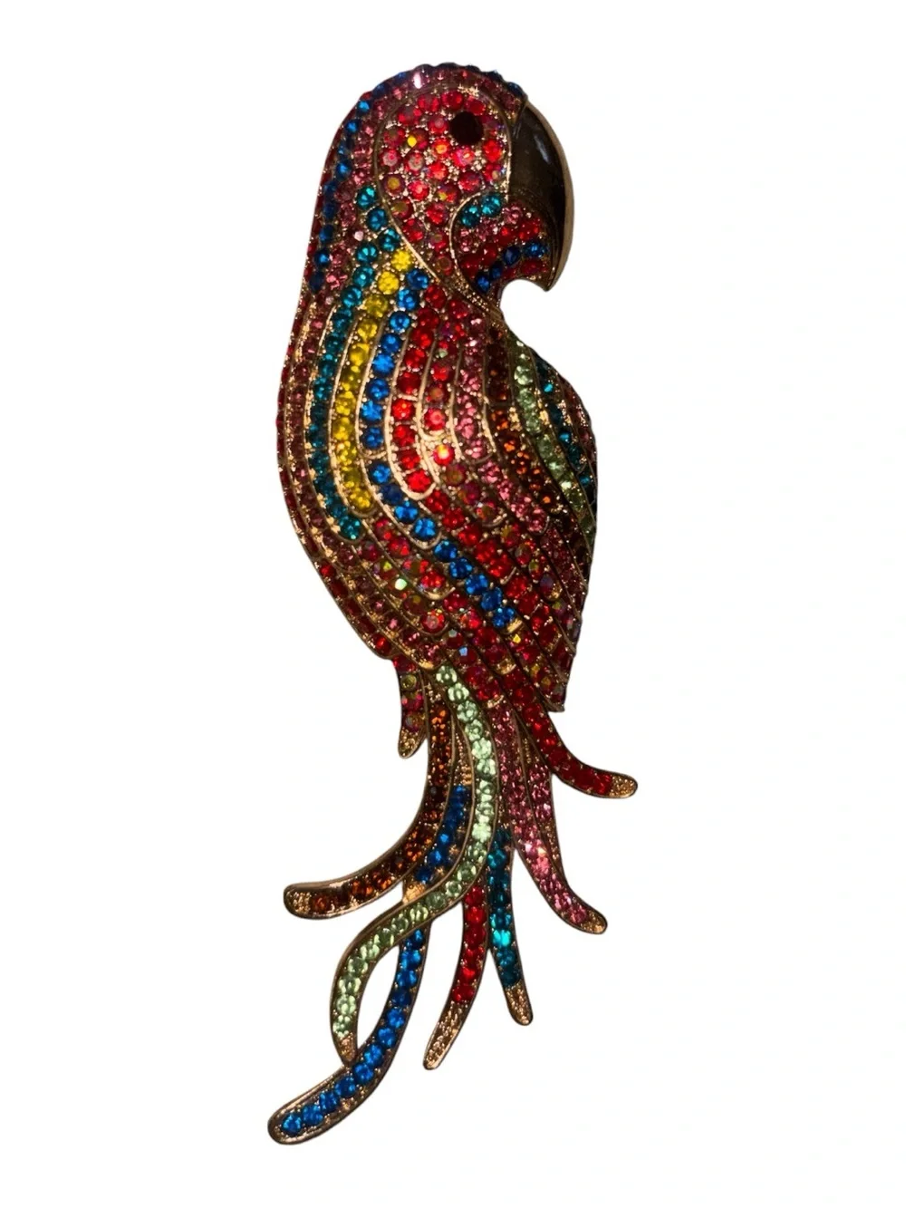 Large Rhinestone Parrot Brooch Or Pendant (745)